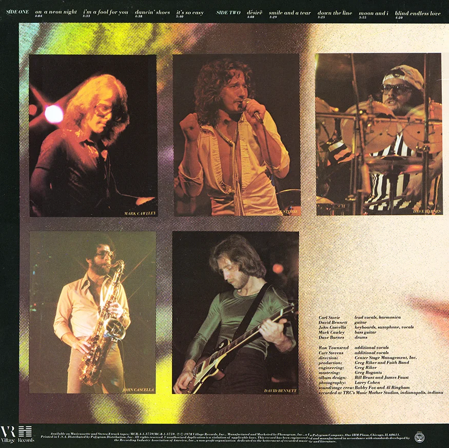 The back cover of Faith Band's Rock'n'Romance